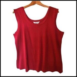 Exclusively Misook Womens Red‎ Knit Knit Sweater Tank Top Jacket Plus Size 1X